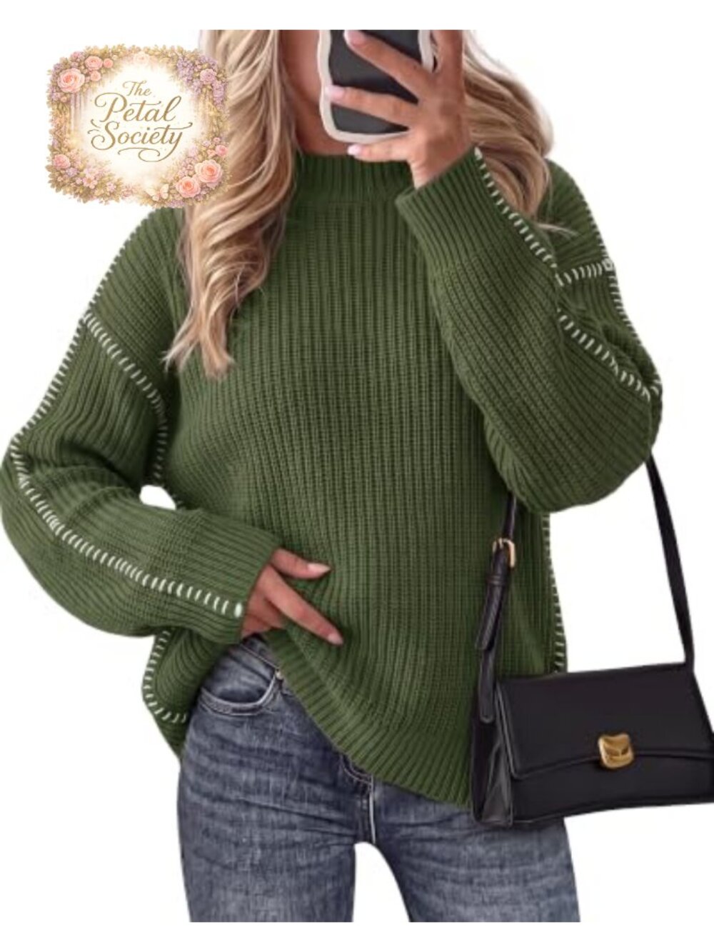 Oversized Chunky Knit Sweater Mock Neck Drop Shoulder Loose Fit Pullover